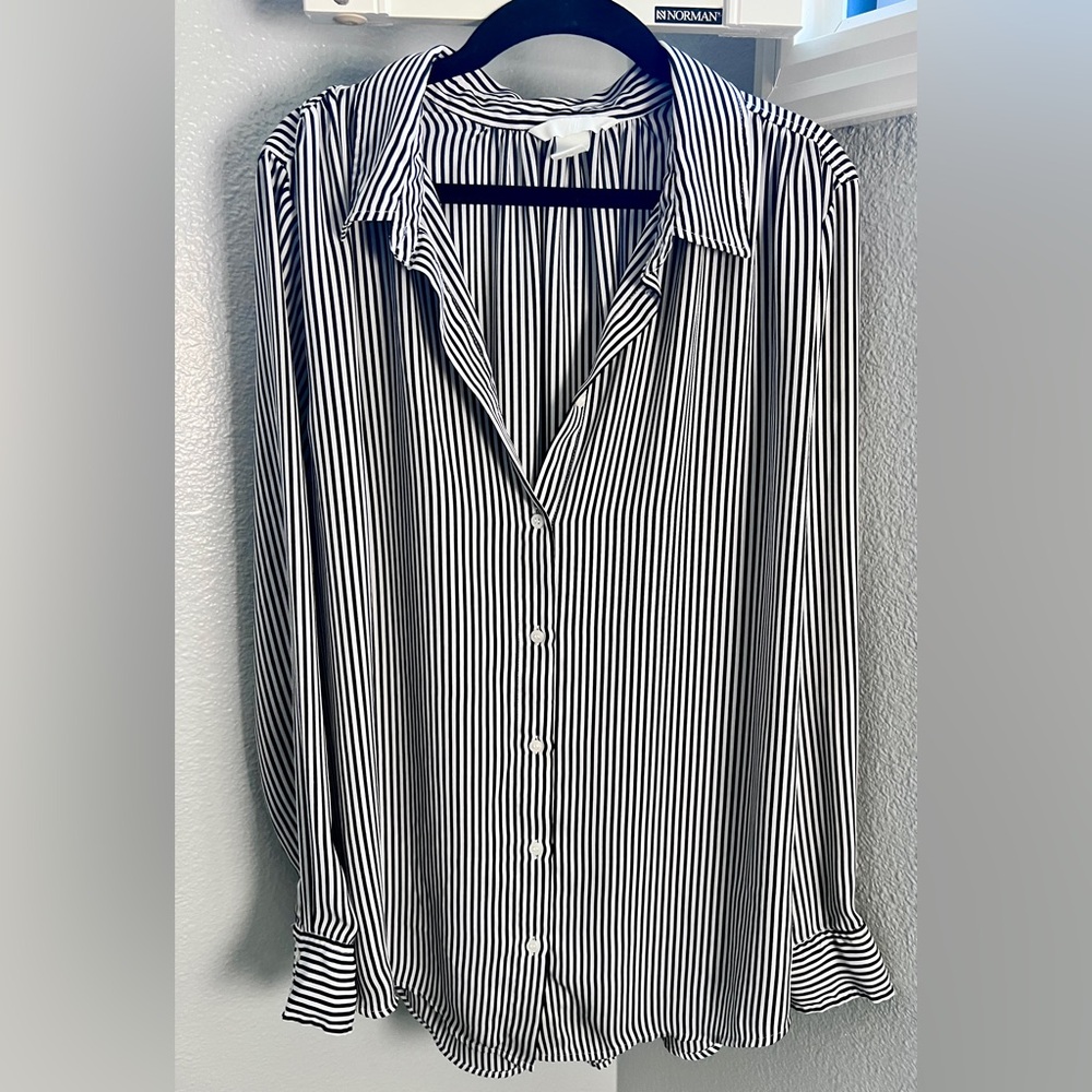 H&M Monochrome Striped Button-Down Shirt